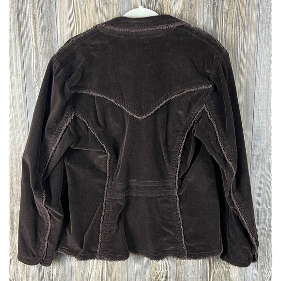 Vtg KIKIT JEANS XL Brown Corduroy Floral Embroidered Blazer Jacket Y2k Boho Chic - Picture 6 of 11